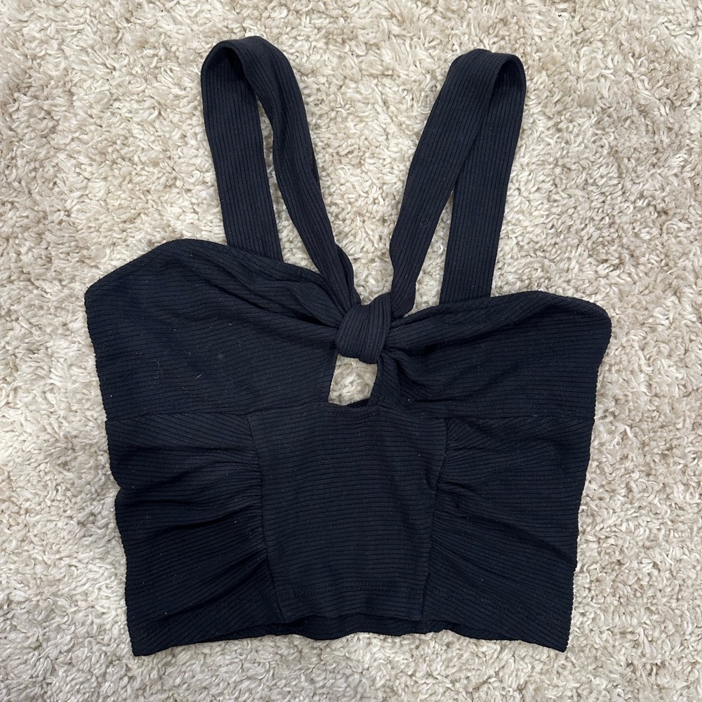 Black Knotted Strap Top